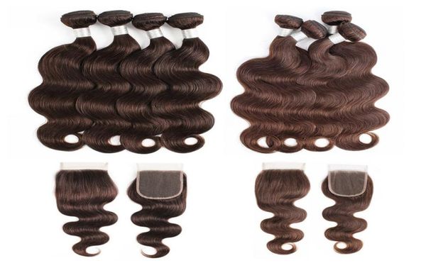 

peruvian body wave human hair bundles with closure 2 4 chocolate brown 3 or 4 bundles with lace closure remy human hair extensio5836316, Black;brown