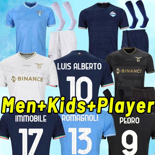 

2023 lazio soccer jerseys 10th anniversary 23 24 immobile luis alberto pedro sergej badelj zaccagni marusic football shirt men kids goalkeep, Black;yellow