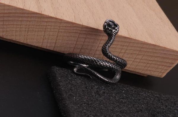 

men punk cool retro classic black silver stainless steel snake ring men fashion rings jewelry gift3010165, Golden;silver