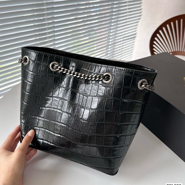 

designer bag leather crocodile skin bucket bag shoulder bags women bags crossbody tote commuting metal hardware letters sliding chain high q