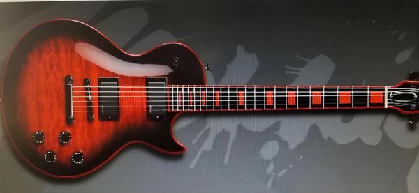 

promotion quilted maple crimson red window burst electric guitar ebony fingerboard, red binding, red inlay, spider serial number
