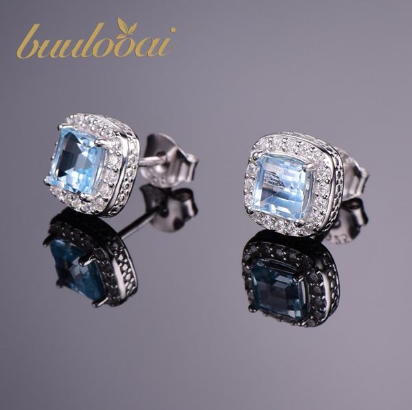 

buulooai 17ct natural blue z earrings stud genuine 925 sterling silver jewelry new women jewelry outstanding fine jewelry y185510274, Golden;silver