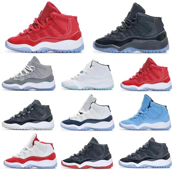 

2023 infant 11 kids basketball shoes td cool grey xi sneaker concord space jam metallic silver pink snakeskin bred legend blue children desi, Black