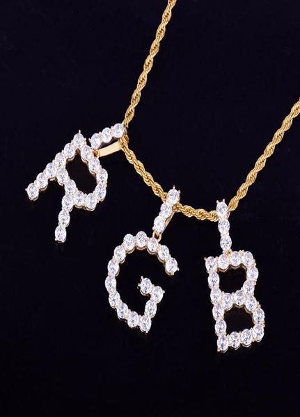 

az zircon tennis letters necklaces pendant custom name charm for men women gold silver hiphop jewelry with rope chain2624876