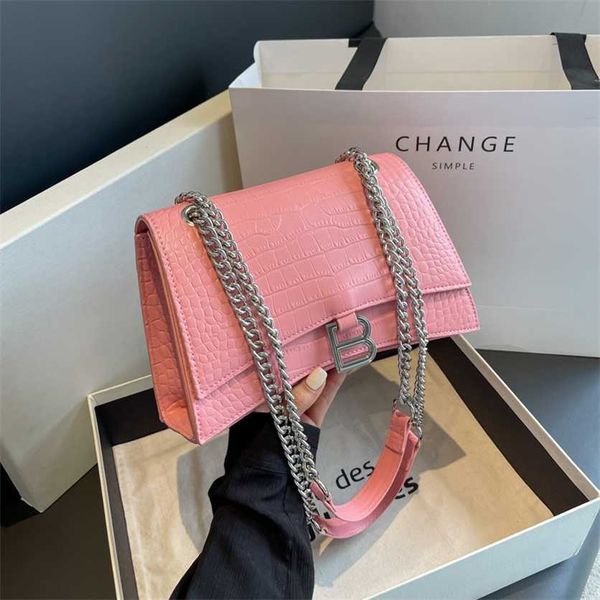

65% off 2023 new bagdesigner hourglass new silver chain shoulder crossbody bag advanced fashion handheld stone pattern