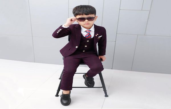 

formal wedding boys suits 4 pieces dress children costume tuxedo kids party wear clothes gentlemen teenage ceremony school sets t26808325, Black