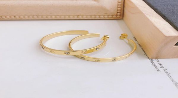

popular design stud earrings lovers love diamond earrings fashion circle ear jewelry premium gift 18k gold plated5321544, Golden;silver