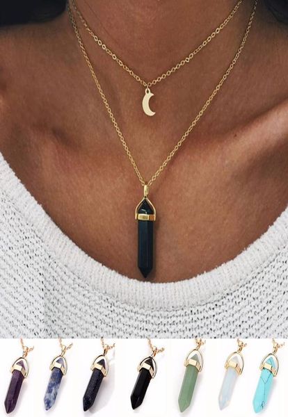 

pretty necklace charms jewelry healing crystals amethyst rose quartz chakra healing women men natural stone pendants gold chain ne4172755, Silver