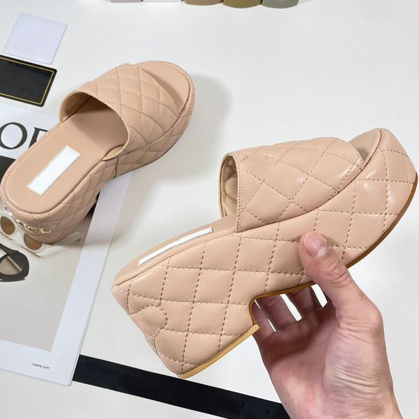 

designer women slides sandals designer platform high slide slipper thick bottoms ladies flip flops embroidery printed fashion summer beach c, Black