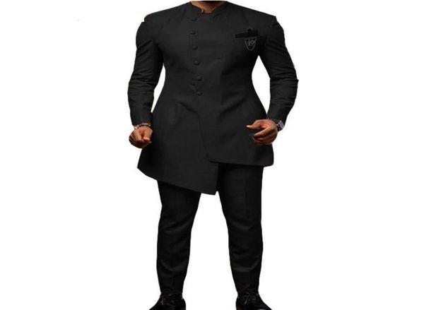 

custom made black stand collar mens suits serge wedding groom suits terno masculino prom suits slim fit two pieces jacketpant9871944, Black;gray