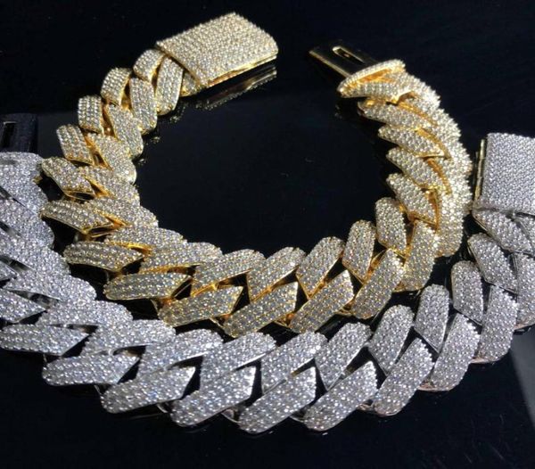 

3 rows hiphop iced out prong cuban link chain012345679880558, Silver