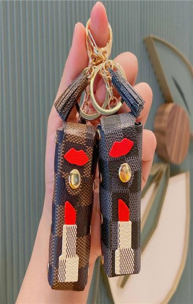 

lipstick bag key rings lips coin purse pendant charm jewelry brown flower keychains holder women men fashion pu leather tassel car2159705, Slivery;golden