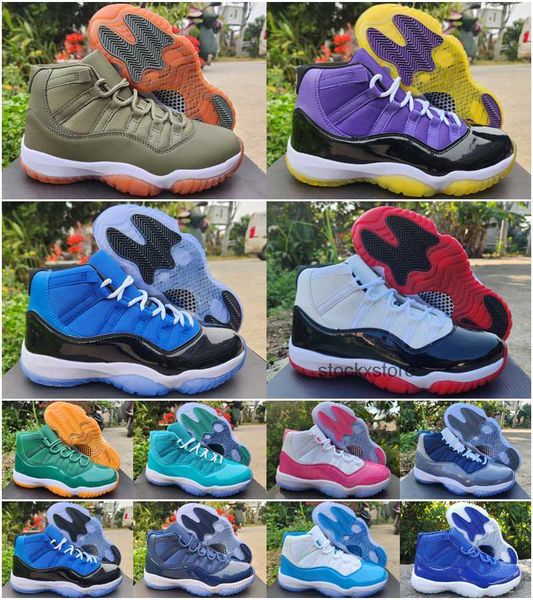 

shoes basketball jumpman 11 cherry velvet midnigh navy bred gym red 11s cool grey concord space jam men women trainers legend blue medium ol, Black