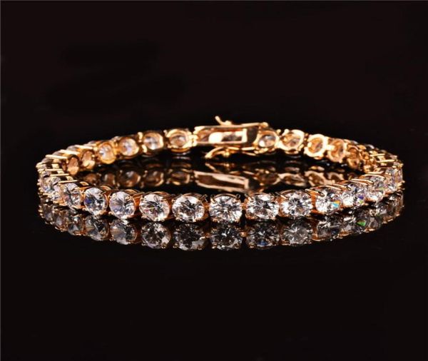 

new men039s tennis bracelet rock street hip hop jewelry women039s gold bracelet ice out cz stone three colors drop 3179784, Golden;silver
