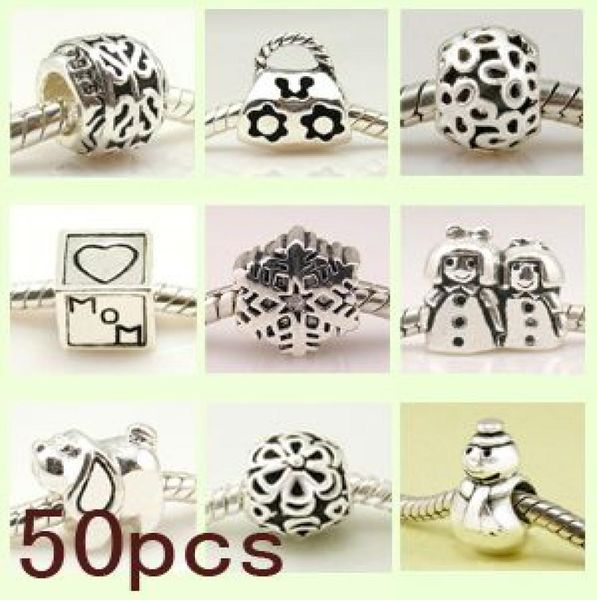 

gift fit european whole lot bead charm mix 925 sterling silver bracelet 50 pcs 7021989510213, Black