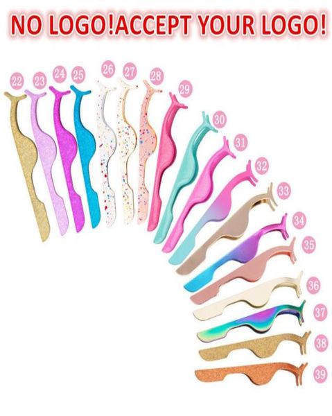 

false eyelash tweezers stainless steel eyelash curler rose gold eye lash applicator auxiliary clip clamp accept logo9585755
