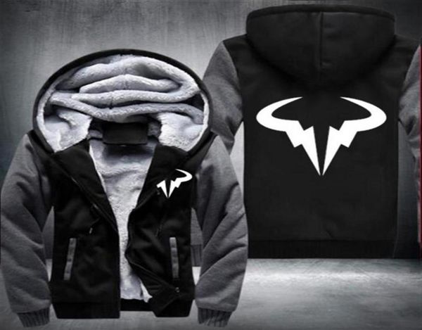 

winter hoodie mens rafael nadal natto thicken fleece coat bull logo printed zipper jacket hoodie clothes sweatshirts us eu size2015763244, Blue;black