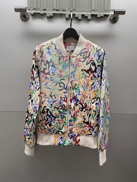 

new women's jackets coat bombers outwear long sleeve 2023 zip print casual loose autumn woman all match jackets streetwear, Black;brown