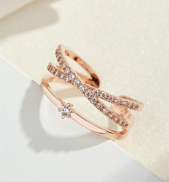 

designer open ajustable band rings double row crystal shining ring jewelry for women4513184, Silver