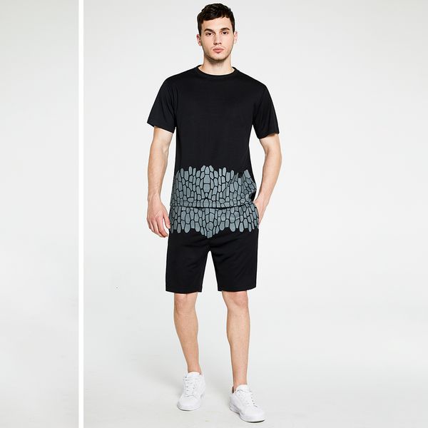 

men's tracksuits summer sportsuit 2 piece short sleeve t shirt track and field shorts jogger quick dry math breathable eu size 230719, Gray