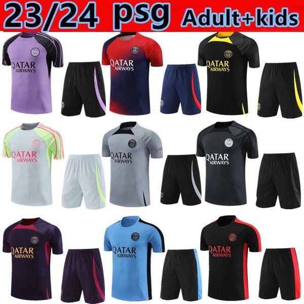 

23 24 psgs tracksuit 2023 2024 paris sportswear training suit short sleeved suit soccer jersey kit uniform chandal sweatshirt sweater sets m, Black