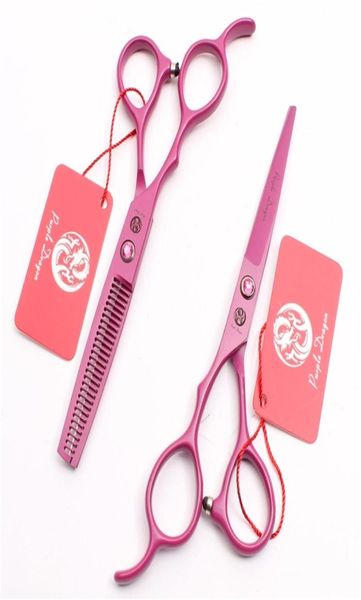 

left hand 55quot 16cm purple dragon pink cutting scissors thinning shears professional hairdressing hair z8001 2202112352778