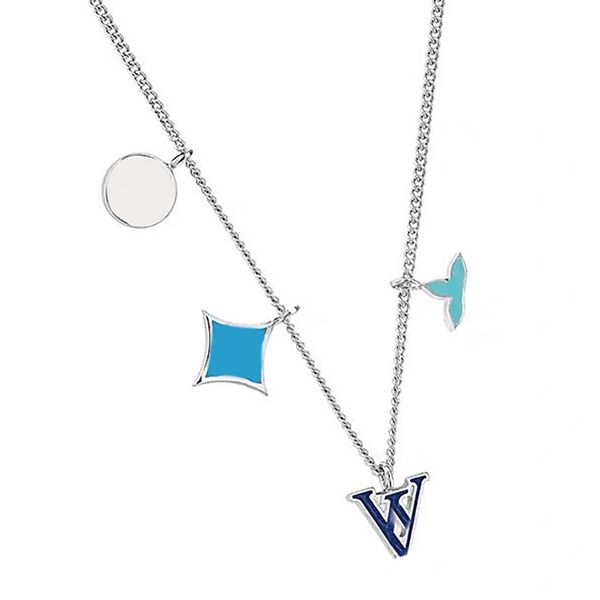 

never fading 18k gold plated luxury brand designer pendants necklaces stainless steel letter choker pendant necklace beads chain jewelry gif, Silver