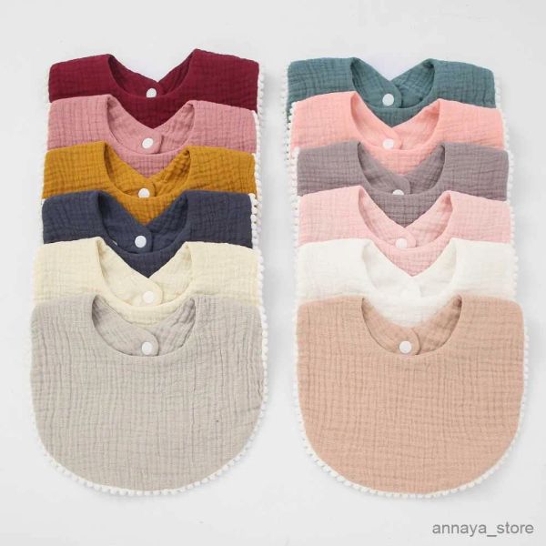 

bibs cloths cotton baby bibs feeding cloths toddler saliva towel solid color baby tassel bib scarf for kids r230628 yzf
