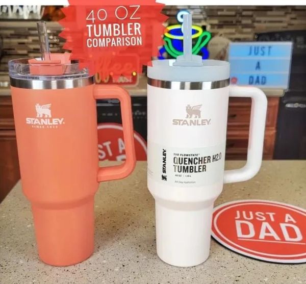 

2023 new ready to ship stanley 40oz adventure quencher tumbler with logo big grid handle vacuum travel mug stay ice-cold