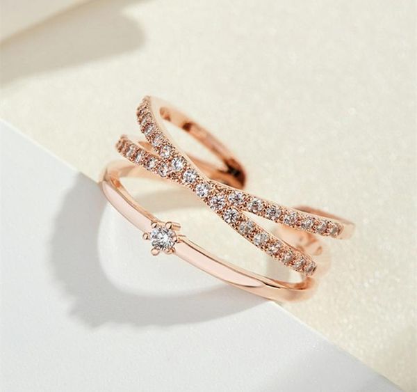 

designer open ajustable band rings double row crystal shining ring jewelry for women9387534, Silver