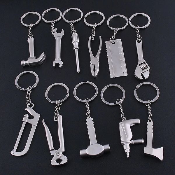 

creative mini metal wrench tools keychain portable outdoor multifunction spanner car key rings for men utility gifts, Slivery;golden