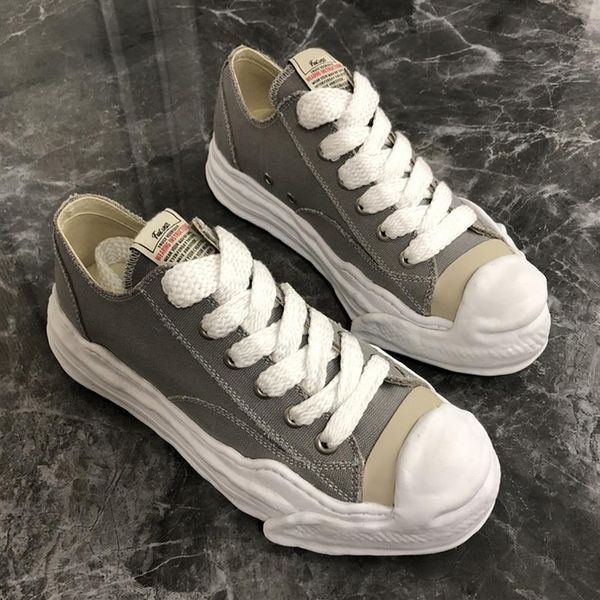 

mmy maison mihara yasuhiro hank low sneakers flats shoes canvas trainer lace-up trim shaped toe for women luxury design327k