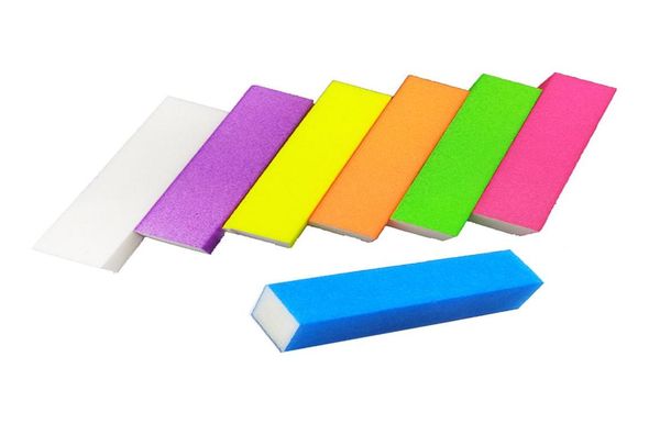 

10pcs 7 colors sponge nail file buffer block for uv gel polish manicure pedicure 4 side sanding nail art tools white files5249005