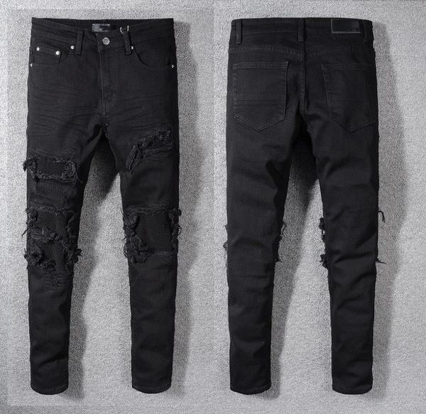 

mens jeans skinny fits denim black pant for guys man biker slim ripped distressed hip hop regular motorcycle fit street hawker tre5030632, Blue