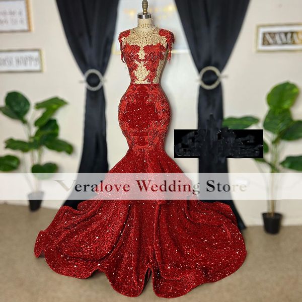 

red sparkly prom dress mermaid 2023 african women reception guest dresses formal evening party gowns, Black
