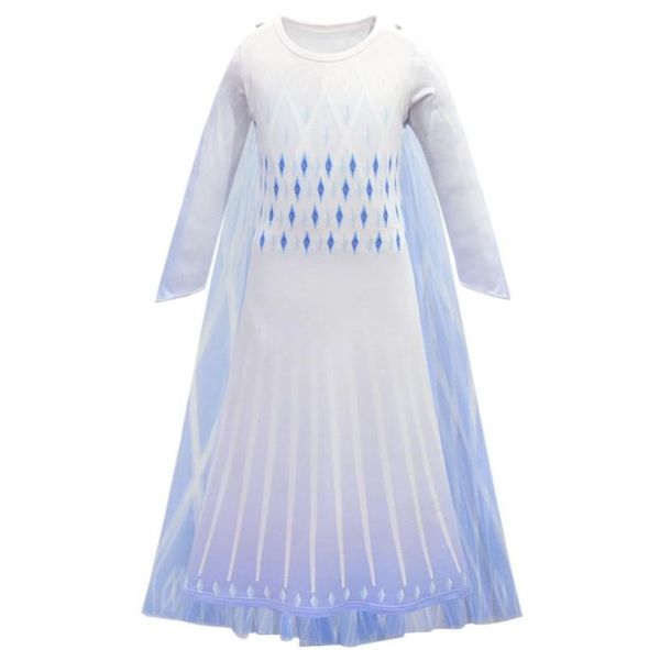 

kids cosplay princess gown girls long sleeve gradient color mesh dress kids prom clothes girls snow queen party perform costume 065372334, Blue