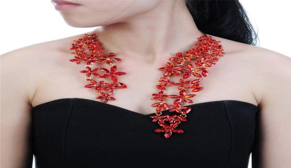 

luxury big necklace for women fashion novelty jewelry with flower crystal and gem maxi statement choker 1 pc cuff collar choker5539567, Golden;silver
