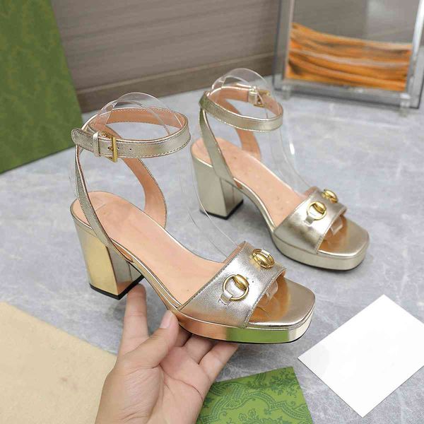 

designer summer platform high heels sandals ggsity women leather shoes quilted slide buckle custom ankle strap sandals fgvbn, Black