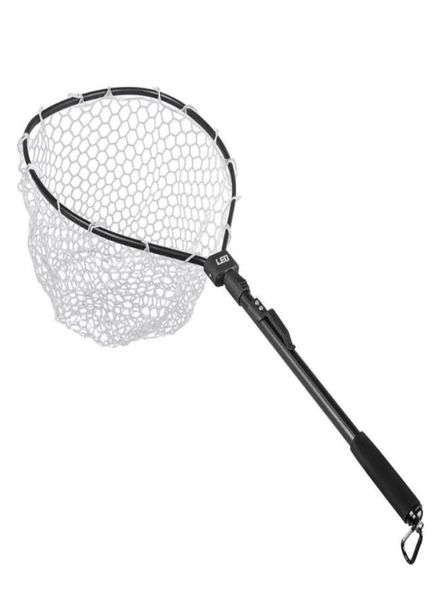 

leo aluminium alloy foldable fishing brail soft rubber landing net eva handle fishing nets rubber mesh aluminum alloy6689996