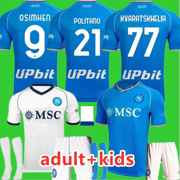 

23 24 napoli soccer jerseys maglia naples 2023 2024 zielinski anguissa olivera kvaratskhelia kids football shirt osimhen fabian lozano ssc n, Black;yellow