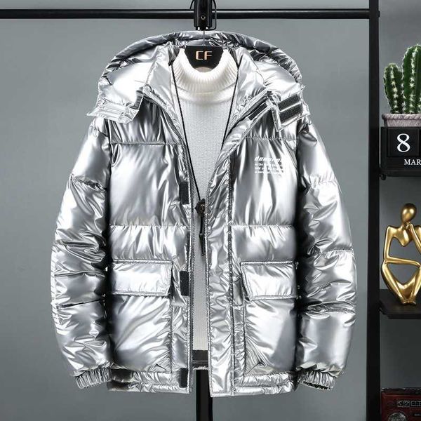 

men's down parkas 2022 men's white duck down jacket winter hooded warm glossy parka autumn jacket men shiny black padded fluffy ov