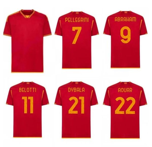 

2023/24 dybala romas soccer jerseys 2024 pellegrini dybala belotti shirts mens aouar wijnaldum el shaarawy kids kit football uniforms, Black;yellow