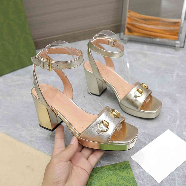 

designer summer platform high heels sandals ggsity women leather shoes quilted slide buckle custom ankle strap sandals hgfhg, Black