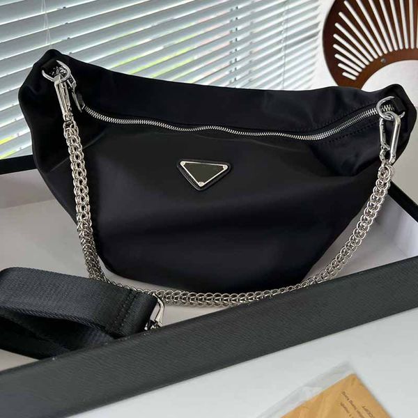

chain nylon dumplings with underarm bag crossbody bags black handbag purse fashion letter triangle decoration zipper open women shoulder pur