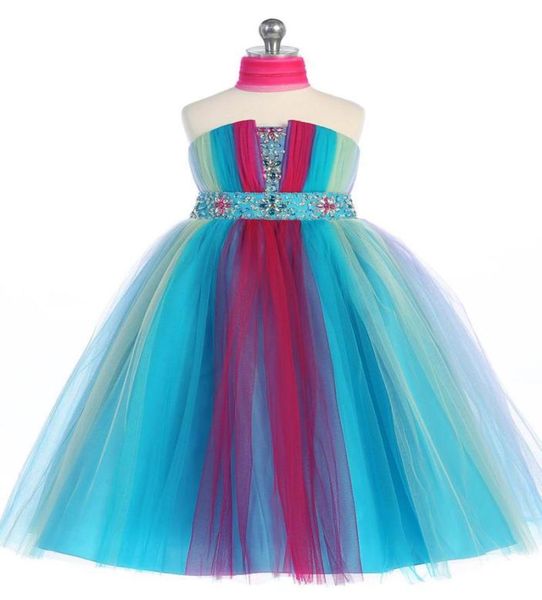 

lovely rainbow strapless tulle beads flower girls039 dresses girl039s holiday dresses girl039s pageant dresses custom sz 4054200, White;red