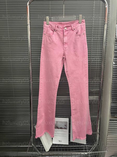 

jeans women jean designer pink denim pants fine tailoring waistband slim fit design fashionable raw edge leg flared pant womens denims casua, Blue