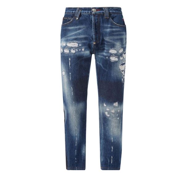 

plein bear classic fashion pp man jeans rock moto mens casual design ripped trousers distressed skinny denim biker jeans 1575121417198, Blue
