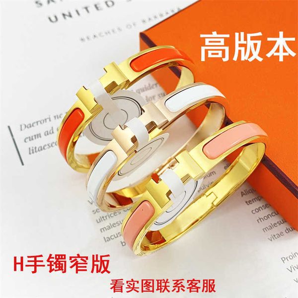 

buckle women's narrow version high edition h bracelet fashion ol letter steel small market red light luxury, Golden;silver