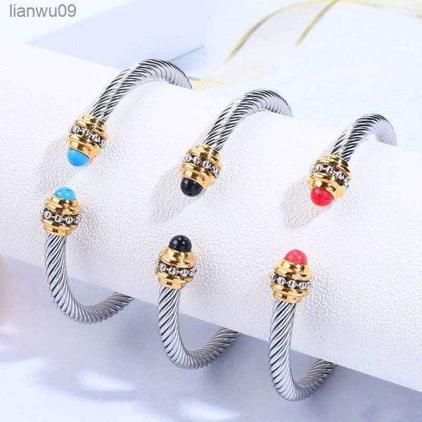 

new type c stainless steel colorful solanum diphyllum beads women's ball show fashion luxury jewelry accessories gift bracelet l230704, Black