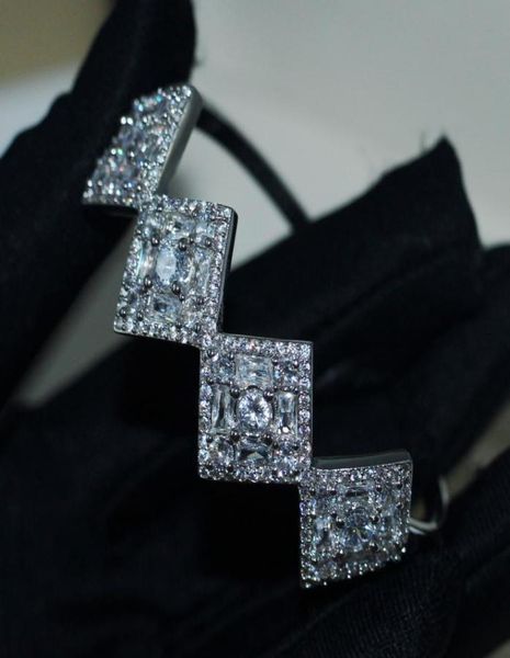 

new arrival luxury jewelry 925 sterling silver princess cut white z cz diamond gemstones women wedding bridal bangle 3779985, Black
